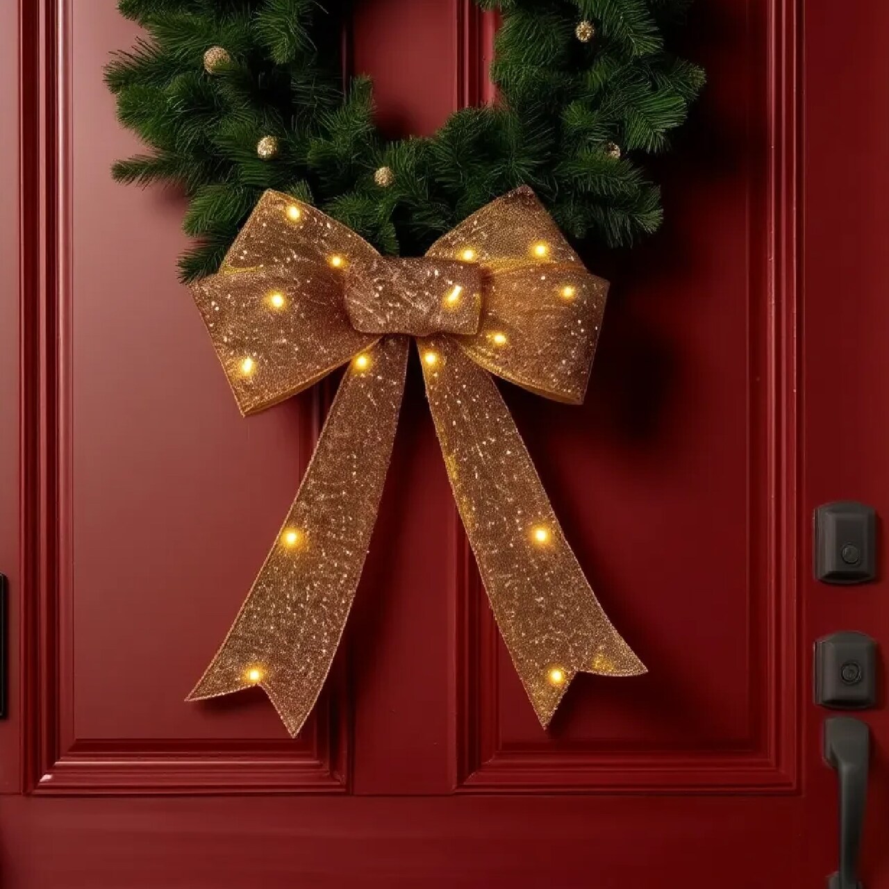 3 Set of Christmas Light Up Bows Festive Door Window Decorations